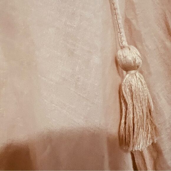 Free People Shimla Peach Ivory boho peasant lace Embroidered Split Neck Top XS - Picture 15 of 16